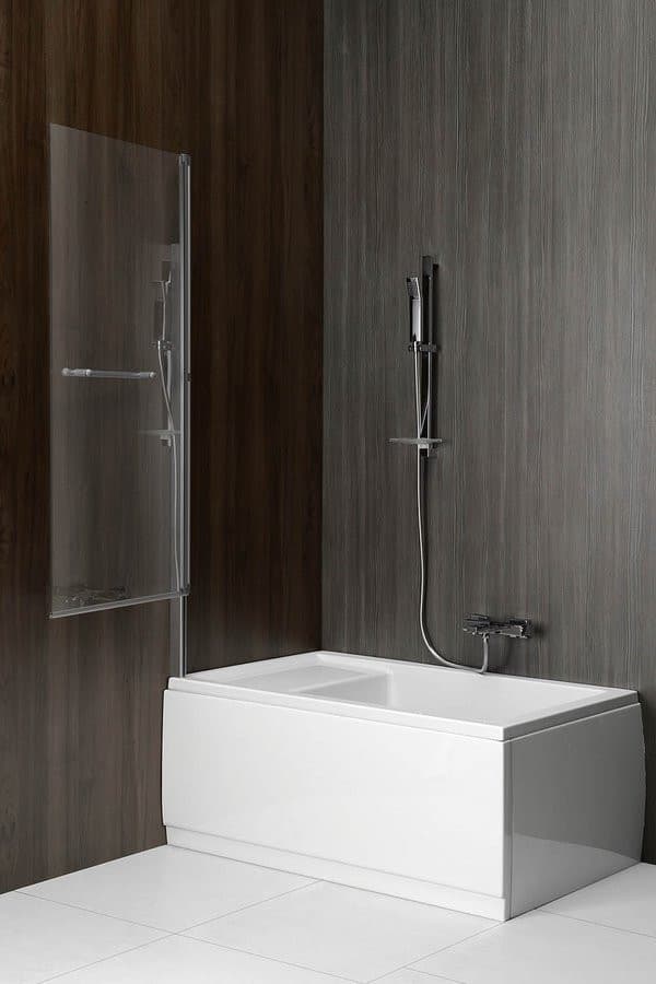 RIONI parawan wannowy podnoszony pneumatycznie, szer. 710 mm, szkło czyste, chromowany