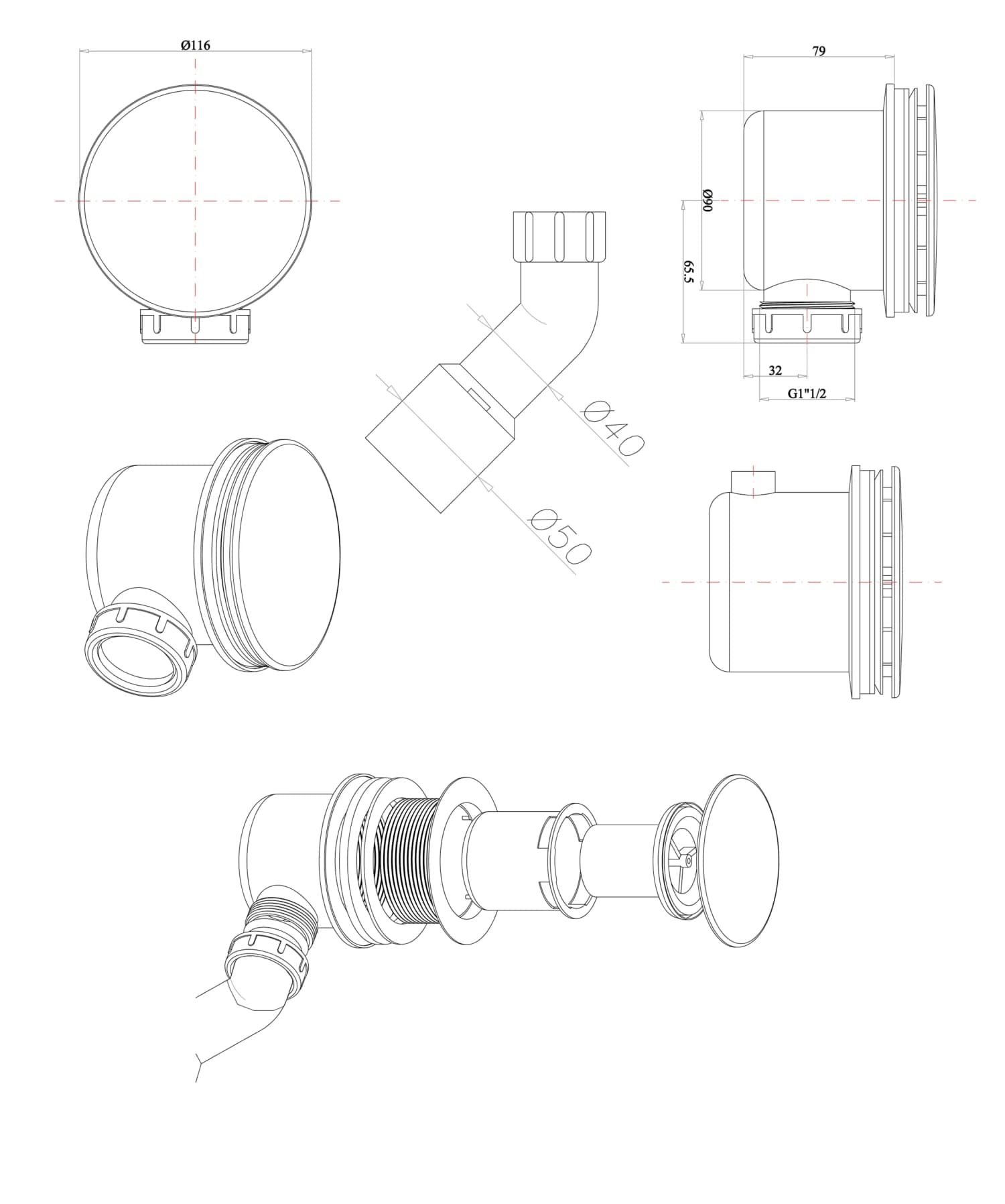 ST7990.01+ST45CR Rysunek techniczny