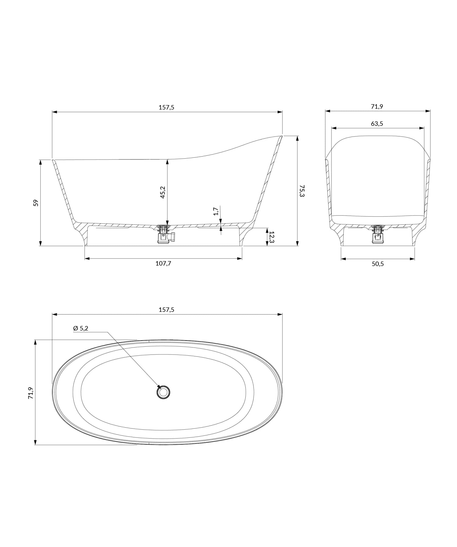 NEO158SWWBP Rysunek techniczny