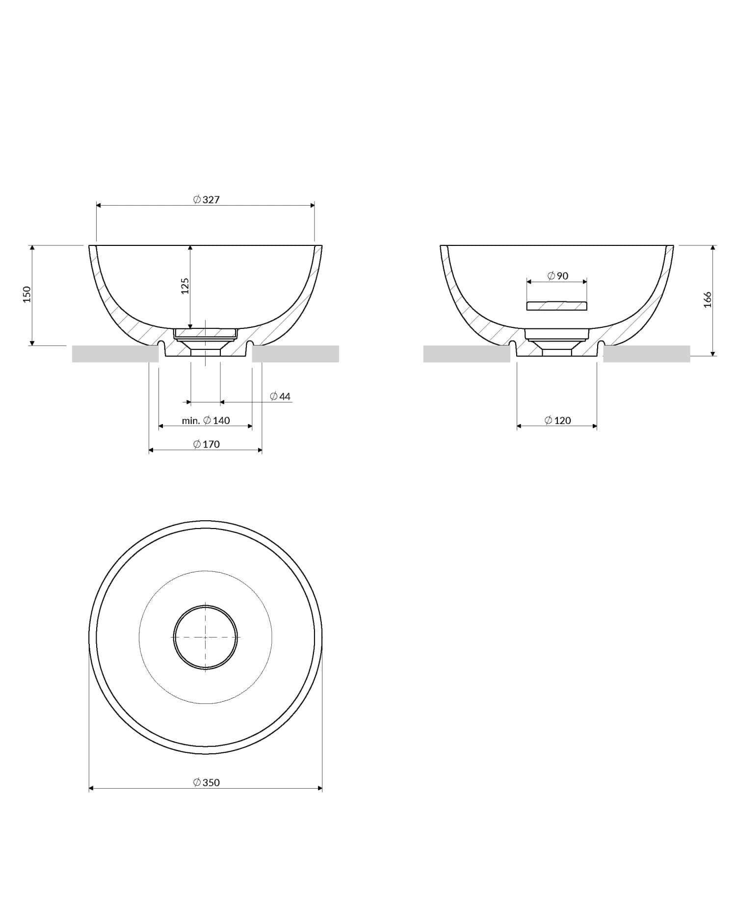 SHELL350UNAG Rysunek techniczny