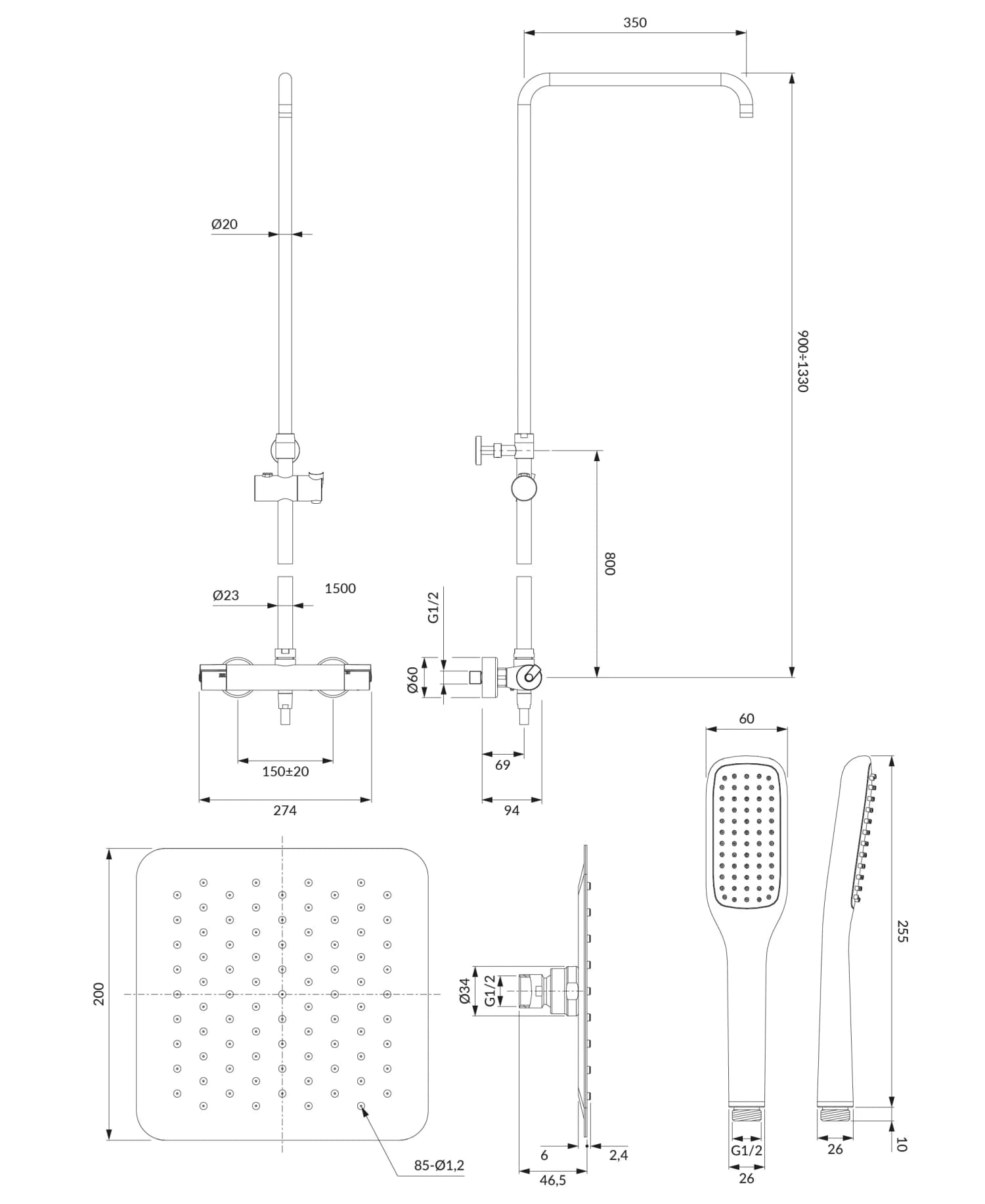 Y1244X-6-KCR Rysunek techniczny