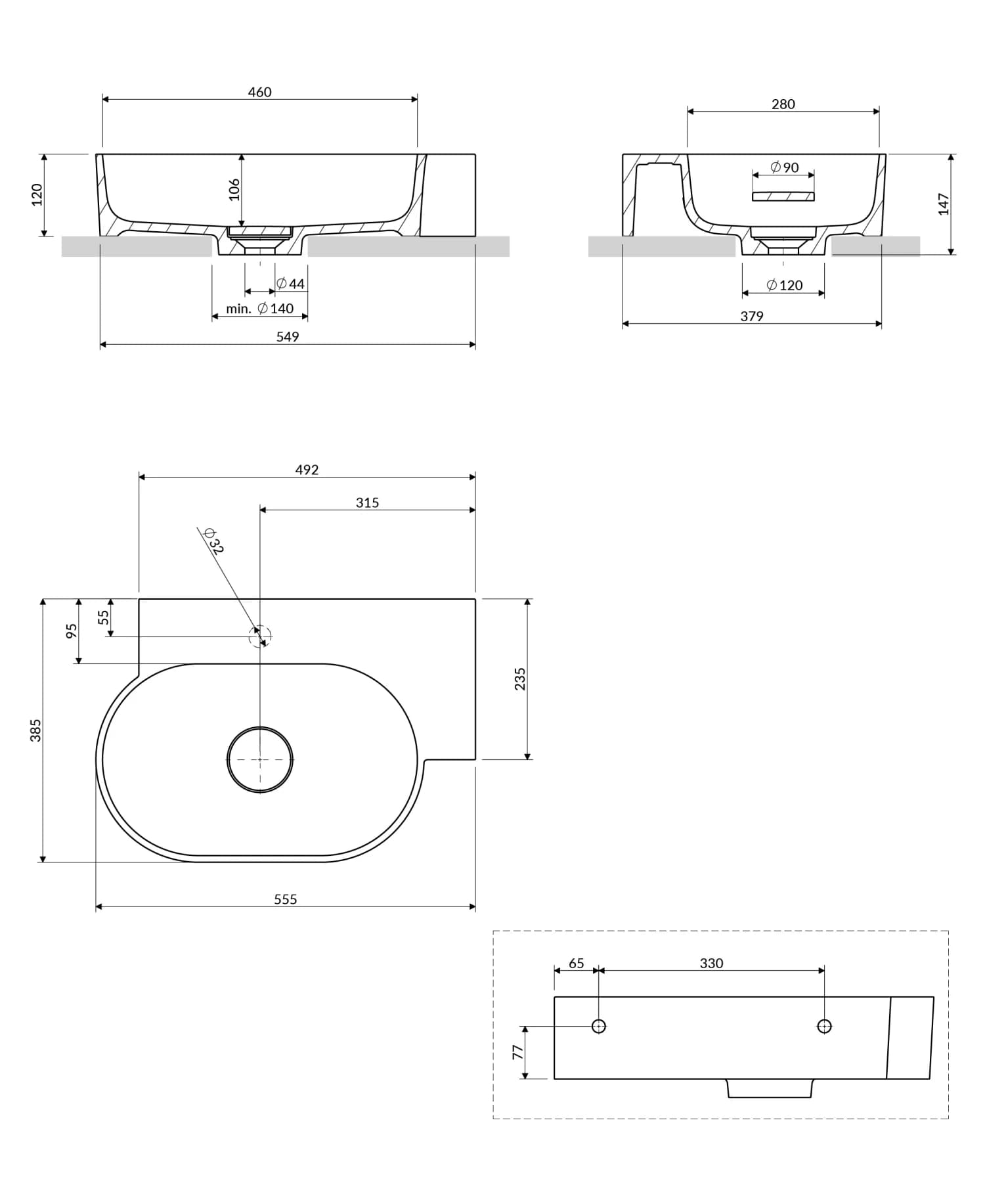OVO555UWPTE Rysunek techniczny