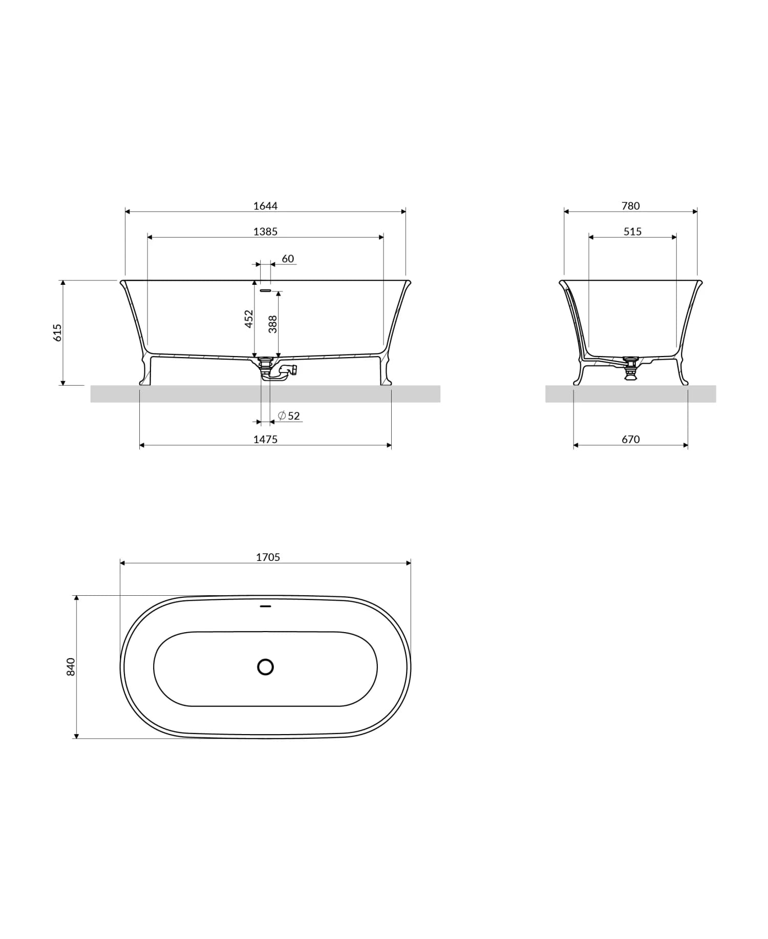 CLASSICA170WWZPBP Rysunek techniczny