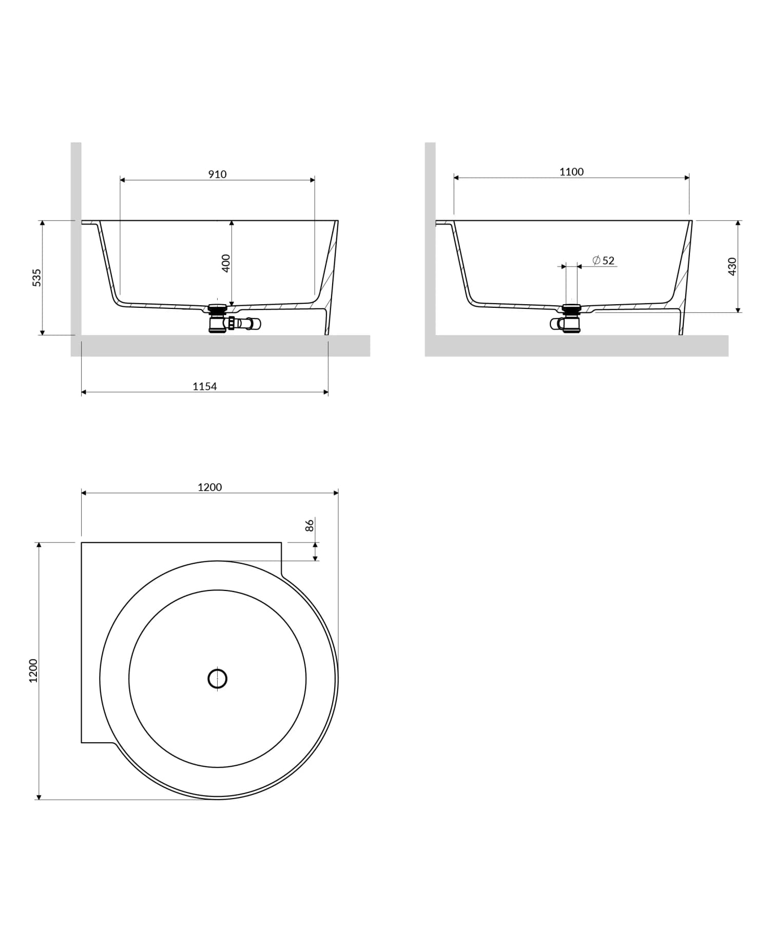 OVO120WNAG Rysunek techniczny