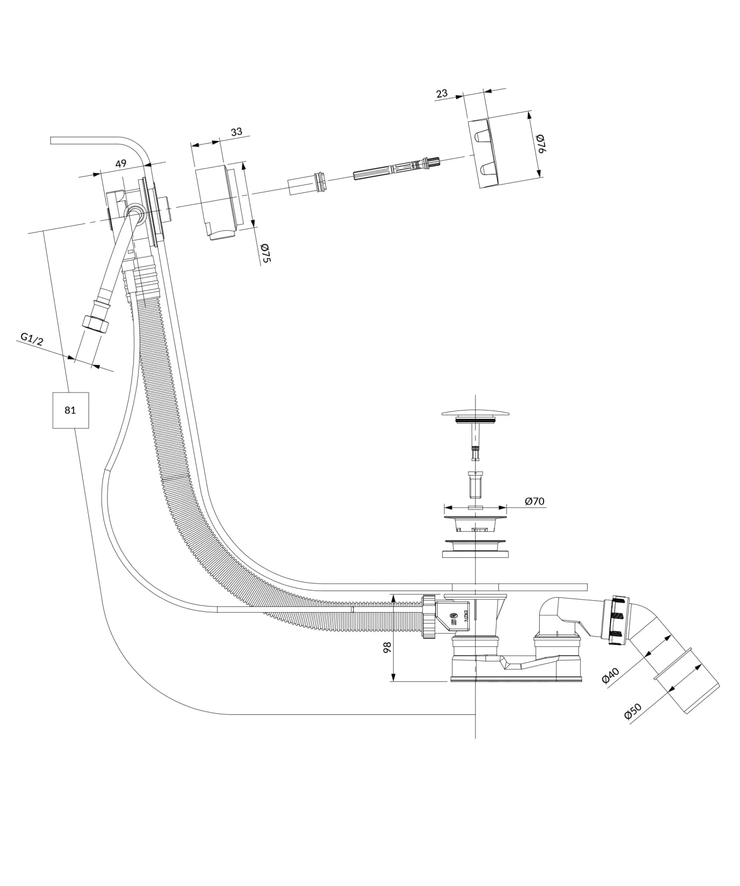 TK132-PLUS-3.04+64-SGL Rysunek techniczny